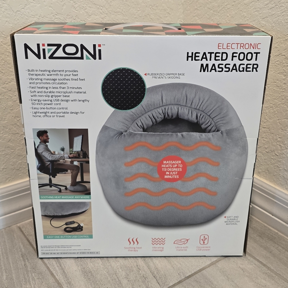 Nizoni Heated Foot Massager Pad – Soothing Heat & Vibration Therapy, USB Powered - Picture 3 of 3